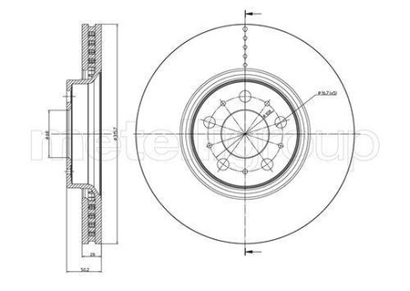 Тормозной диск передний вентилируемый Metelli 23-0847C