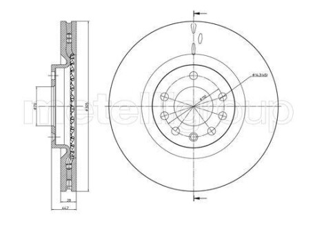 Тормозной диск передний вентилируемый Metelli 23-0860C