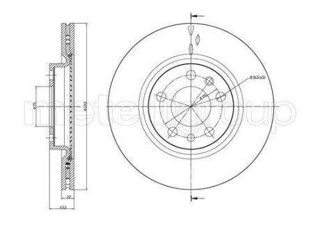 Тормозной диск задний вентилируемый Metelli 23-0863C