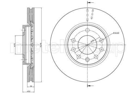 Тормозной диск передний вентилируемый Metelli 23-0877