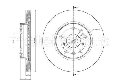 Тормозной диск передний вентилируемый Metelli 23-0895C