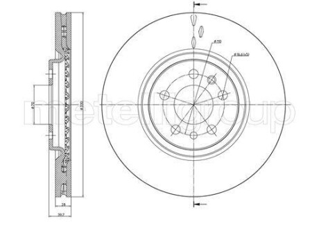 Тормозной диск передний вентилируемый Metelli 23-0906C