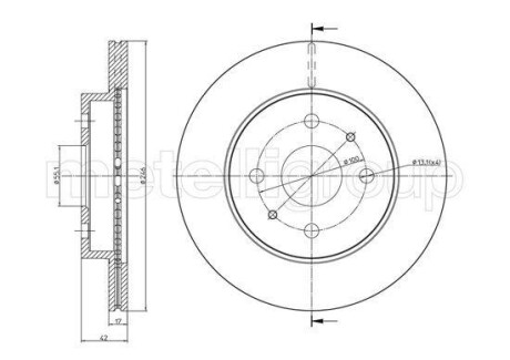 Тормозной диск передний вентилируемый Metelli 23-0923C