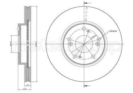 Тормозной диск передний вентилируемый Metelli 23-0932C