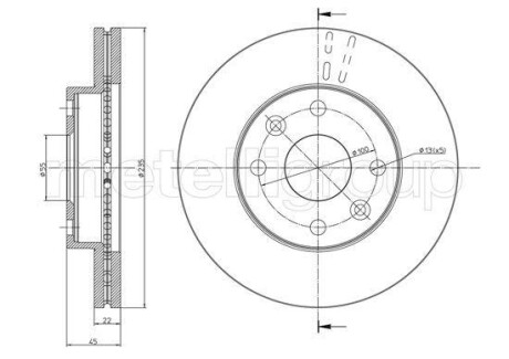 Тормозной диск передний вентилируемый Metelli 23-0959