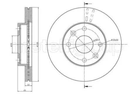 Тормозной диск передний вентилируемый Metelli 23-0959