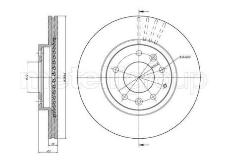Тормозной диск передний вентилируемый Metelli 23-0961C