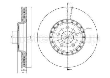 Тормозной диск передний вентилируемый Metelli 23-0974C