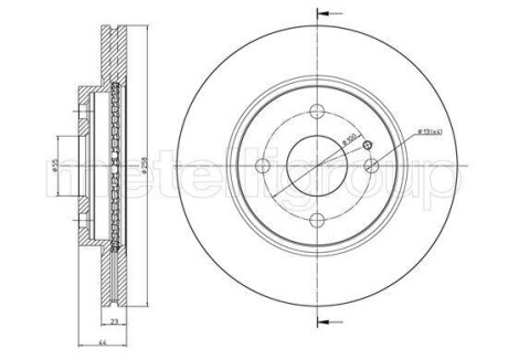 Тормозной диск передний вентилируемый Metelli 23-0983