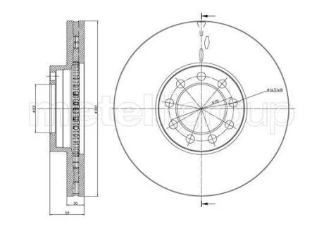 Тормозной диск передний вентилируемый Metelli 23-0989C
