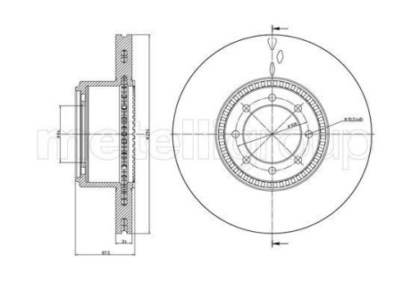 Тормозной диск задний вентилируемый Metelli 23-0994C