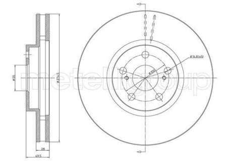 Тормозной диск передний вентилируемый Metelli 23-1059C