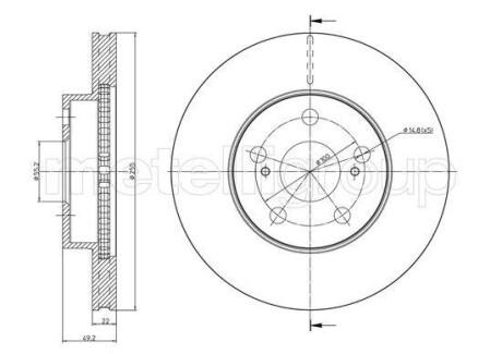 Тормозной диск передний вентилируемый Metelli 23-1062C