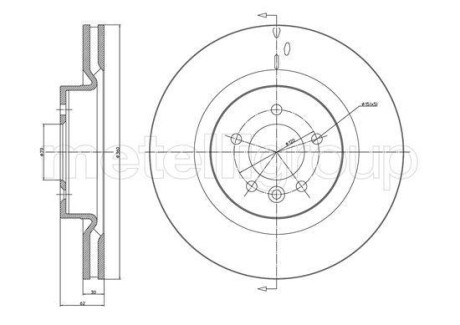 Тормозной диск передний вентилируемый Metelli 23-1067C