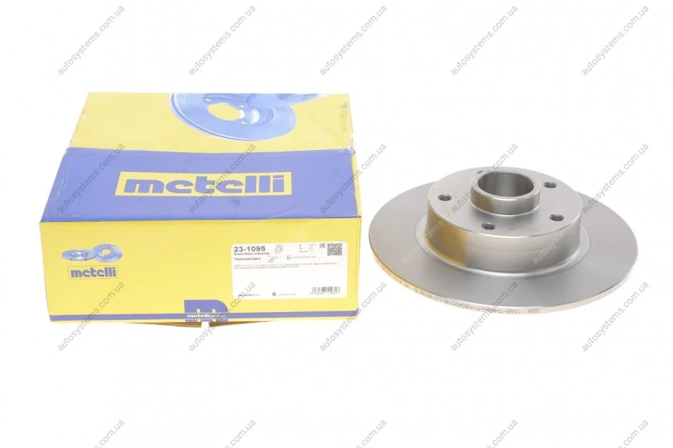 Диск гальмівний (задній) Renault Megane III/Scenic III 08- (260x8)(з підшипником)(+ABS)(d ступ.=66мм) Metelli 23-1095 (фото 1)