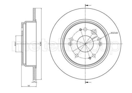 Тормозной диск задний невентилируемый Metelli 23-1117C