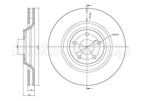 Тормозной диск передний вентилируемый Metelli 23-1134C