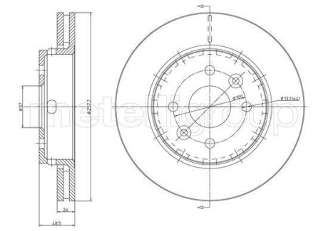 Тормозной диск передний вентилируемый Metelli 23-1164C