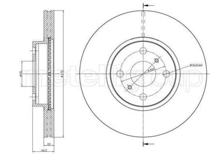Тормозной диск передний вентилируемый Metelli 23-1215C