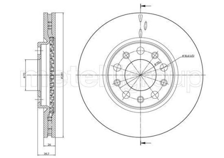 Тормозной диск передний вентилируемый Metelli 23-1254C