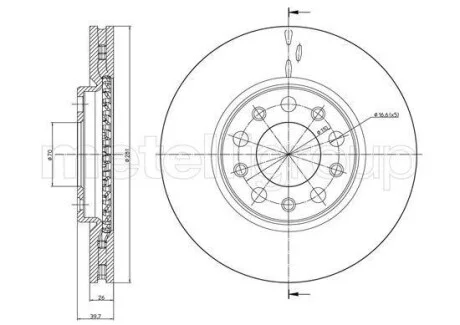 Тормозной диск передний вентилируемый Metelli 23-1254C