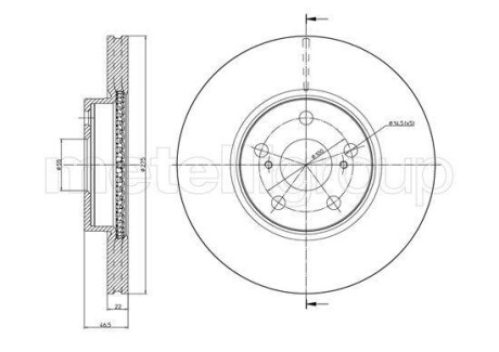 Тормозной диск передний вентилируемый Metelli 23-1308C