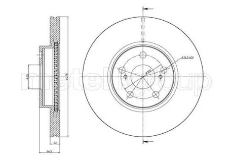 Тормозной диск передний вентилируемый Metelli 23-1308C