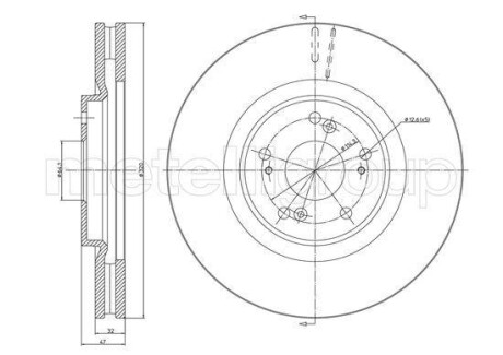 Тормозной диск передний вентилируемый Metelli 23-1325C