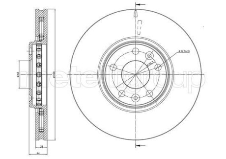 Тормозной диск передний вентилируемый Metelli 23-1334C