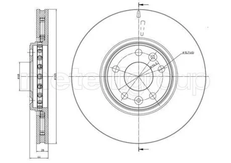 Тормозной диск передний вентилируемый Metelli 23-1334C