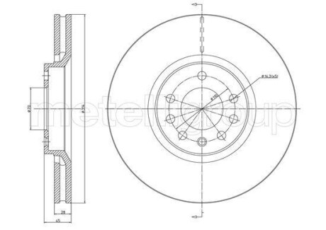 Тормозной диск передний вентилируемый Metelli 23-1353C