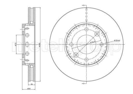 Тормозной диск передний вентилируемый Metelli 23-1355C