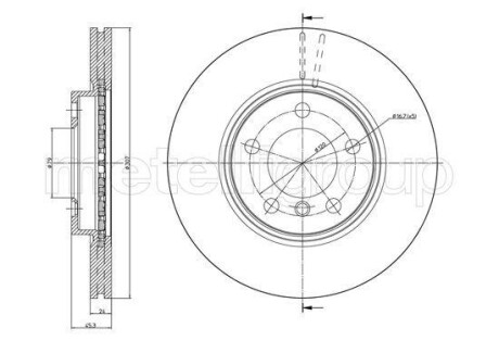 Тормозной диск передний вентилируемый Metelli 23-1380C