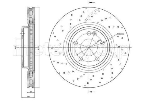 Тормозной диск передний вентилируемый Metelli 231513FC