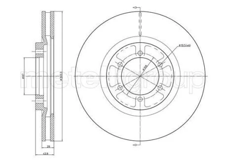 Тормозной диск передний вентилируемый Metelli 23-1537C