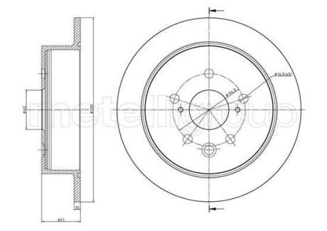 Тормозной диск передний невентилируемый Metelli 23-1545C