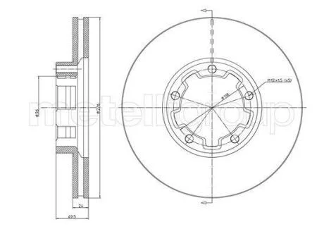 Тормозной диск передний вентилируемый Metelli 23-1557