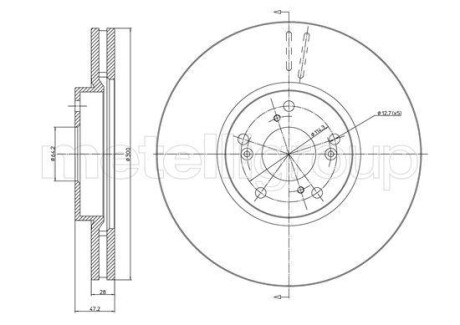 Тормозной диск передний вентилируемый Metelli 231686C