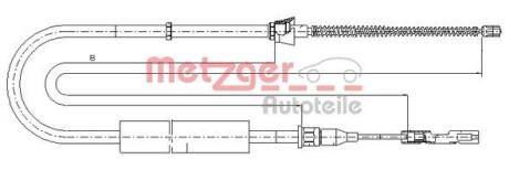 Трос ручника, правый METZGER 10.7507