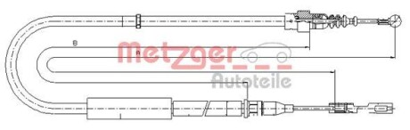 Трос ручника, левый METZGER 10.7513