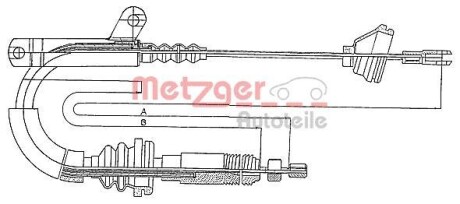 Трос ручника, левый METZGER 10.817