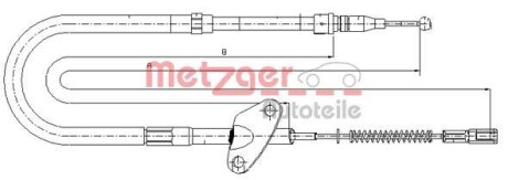 Трос ручника, левый METZGER 10.9872