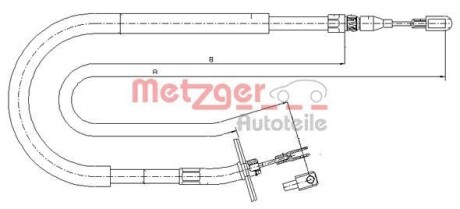 Трос ручника, правый METZGER 10.9876