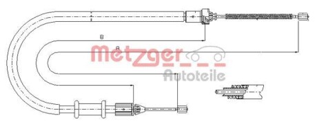 Трос ручника, правый METZGER 11.6676