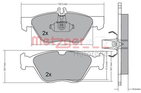 Тормозные колодки дисковые, комплект METZGER 1170065