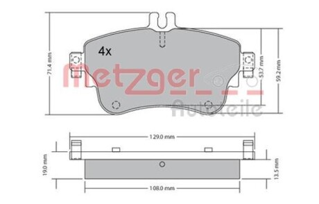 Тормозные колодки дисковые, комплект METZGER 1170149