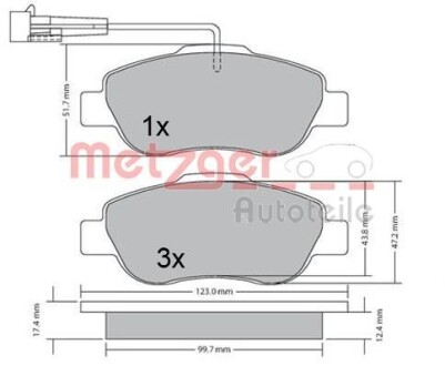 Тормозные колодки дисковые, комплект METZGER 1170382