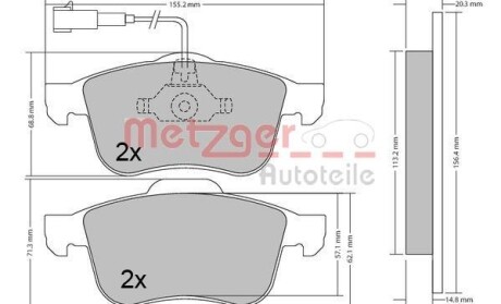 Тормозные колодки дисковые, комплект METZGER 1170424