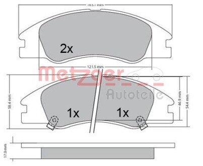 Тормозные колодки дисковые, комплект METZGER 1170540