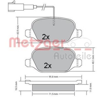 Тормозные колодки дисковые, комплект METZGER 1170555